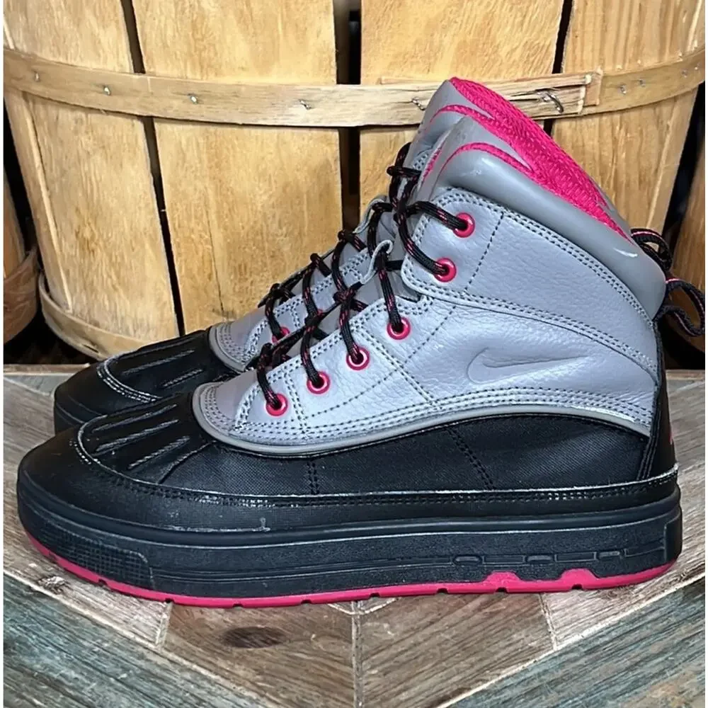 Nike ACG Woodside Leather Gray Pink Black Waterproof Lace-Up Boots Girls Size 5